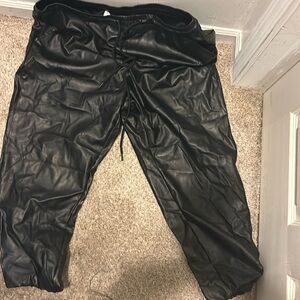 Vegan leather jogging pants
